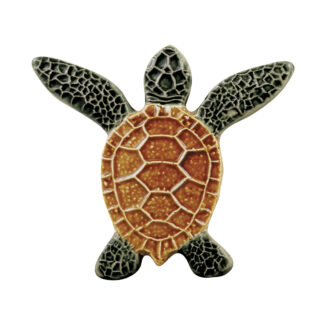 Turtle Pool Mosaic Accent - Both Flippers Up - 5"x5", Natural